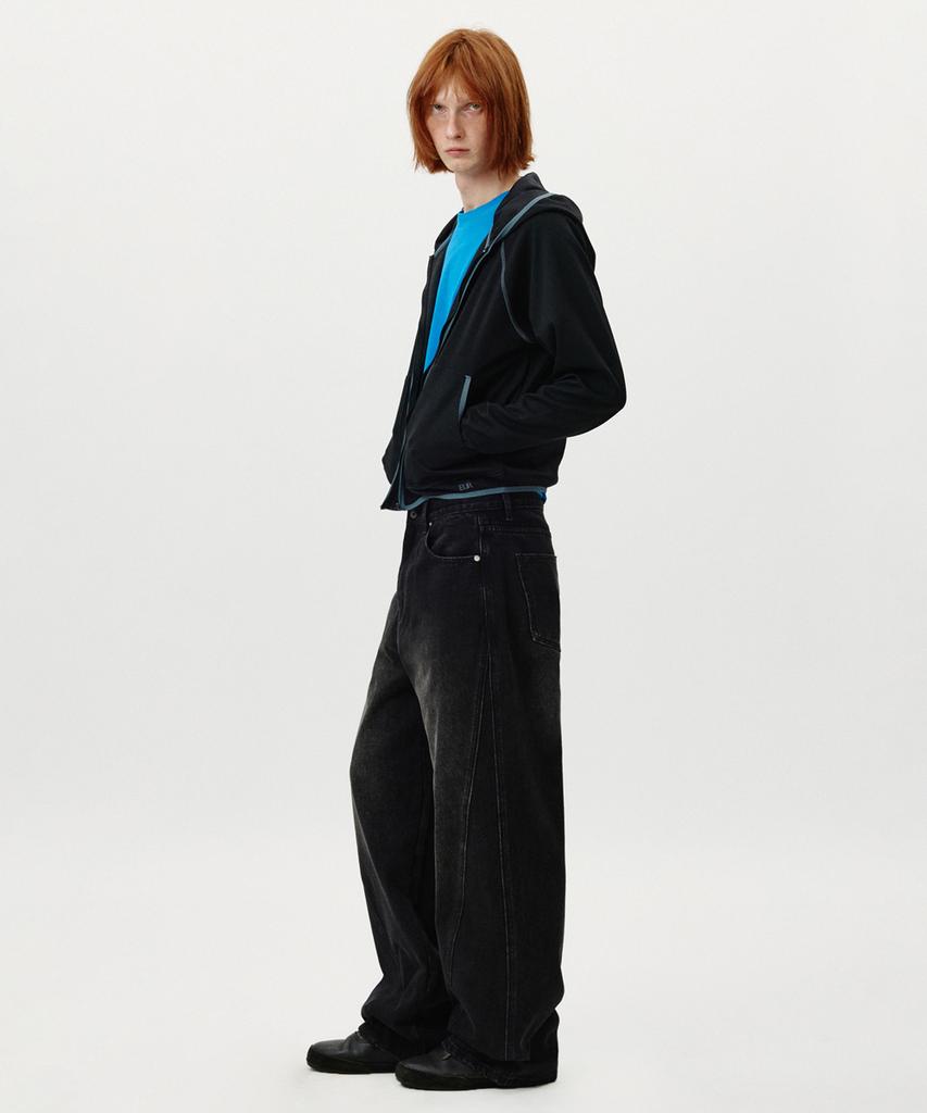 Nopeimeoseu Curved Wide Washing Jeans (Black)