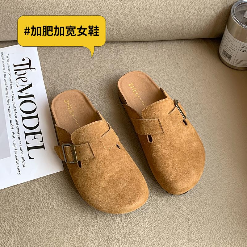 

Women s thicksoled halfslippers Baotou cool slippers widened largesize women s shoes versatile 35 верблюд