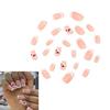 24pcs Sweet Heart Designs False Nail French White Short Square Artificial Nail for Party Valentine's Day Nail Decors