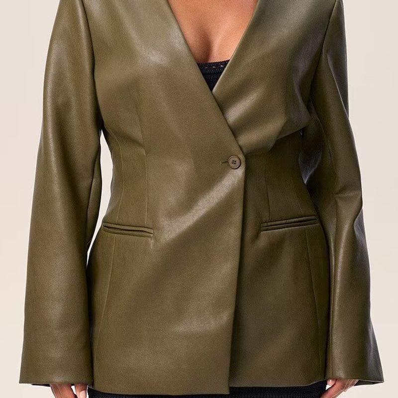 Zbzr Autumn New Women clothes Western Style Fashion Simple and Versatile V-neck One Button Blazers Top