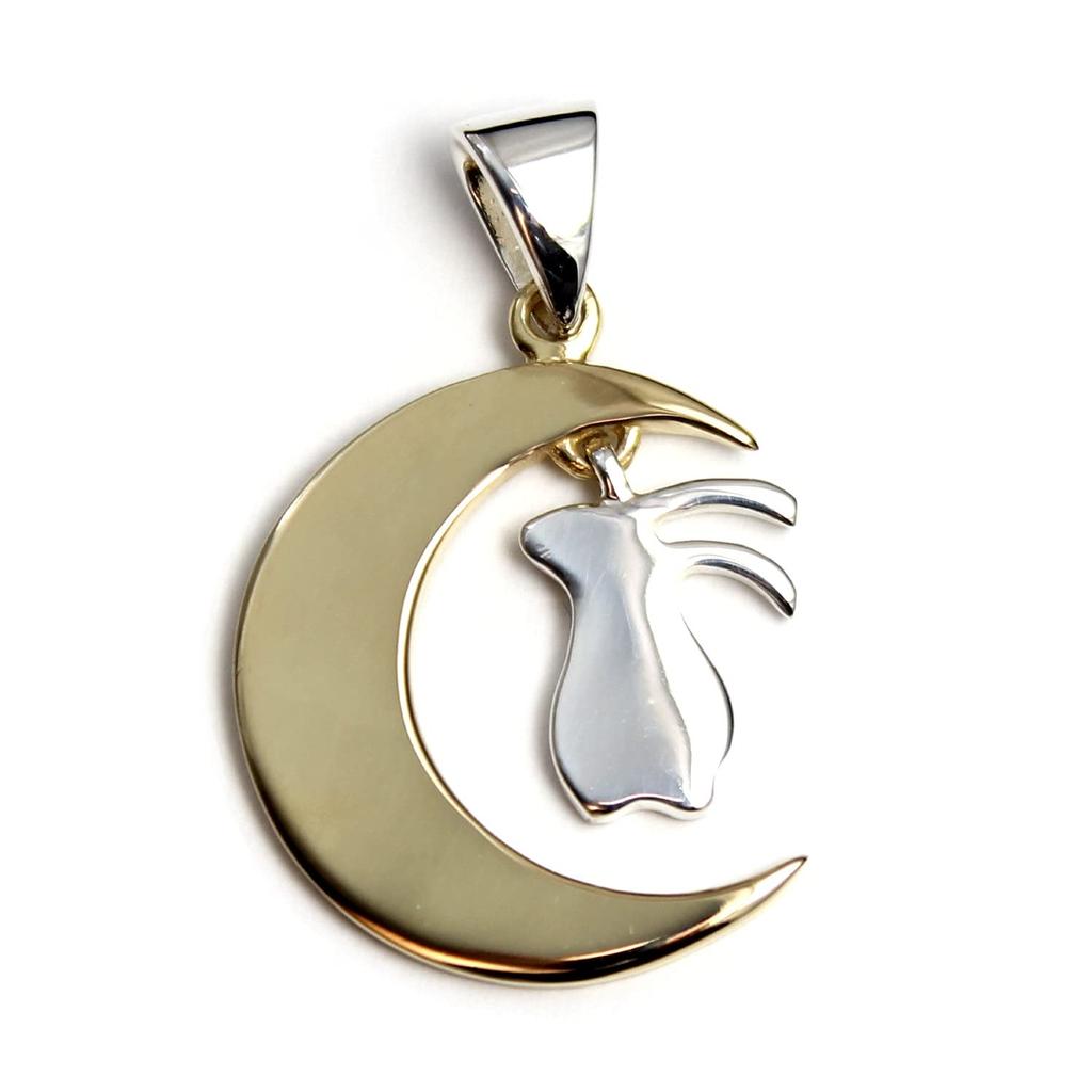 Oriental Vibrations Rabbit Moon Silver Pendant Top