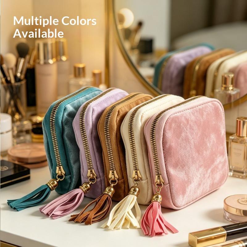Sac à Bijoux en Velours Luxueux Portable de Voyage Multi-Couches Bracelet Boucle d'Oreille Collier Sac à Main Doux Personnalisable Cadeau de Mariage 1 Pièce