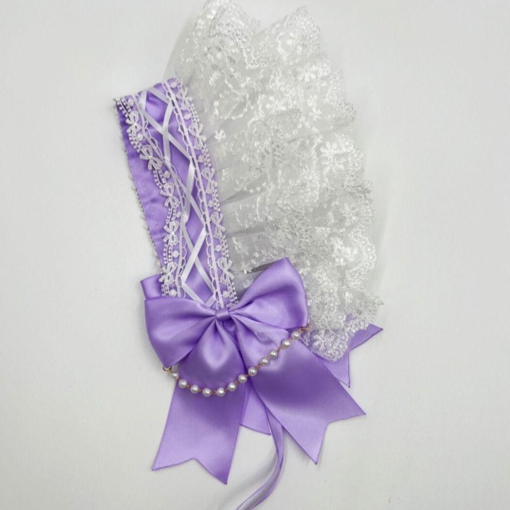 Ribbon Bow Ruffled Hairband Pearl Lolita Hair Clip Creative Maid Cosplay Headdress Daily