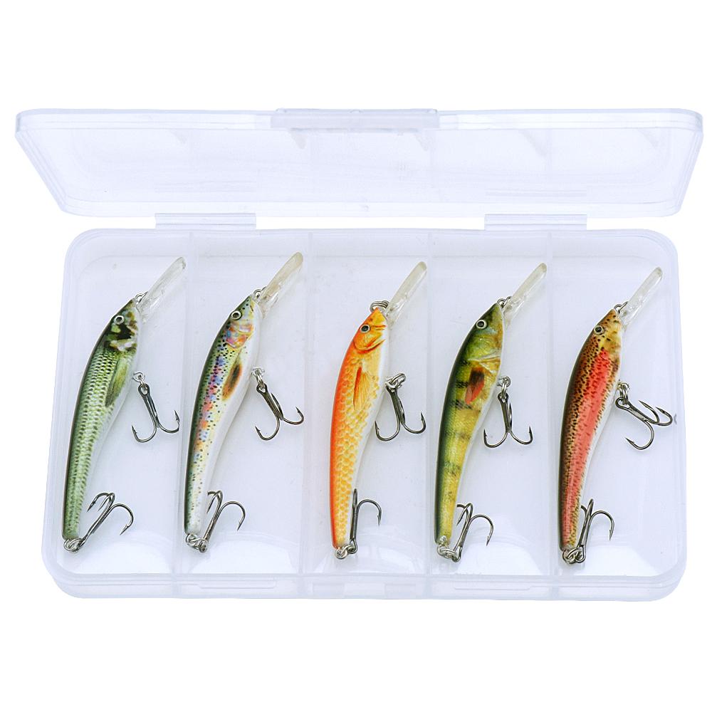5pcs Floating Trout Lure Artificial Bait Kit 75mm 5g Black Minnow Crankbaits Fishing Lure Set Wobblers For Pike Fishing