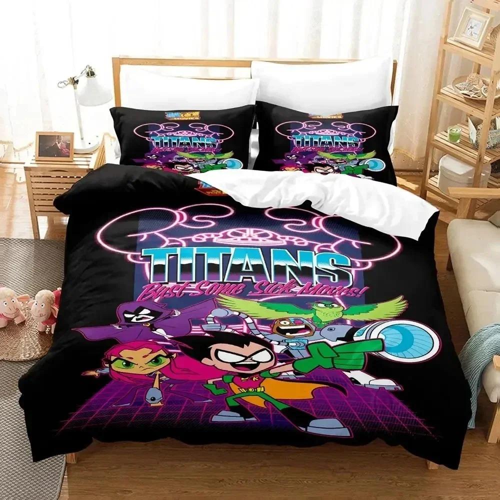 

Подростки Титаны Вперед Постельное белье Односпальный Полуторный Двуспальный Кингсайз Комплект постельного белья Аниме Комплект для спальни Взрослый Ребенок Комплекты пододеяльников 3D Принт пододеяльник 70x133cm 2pcs