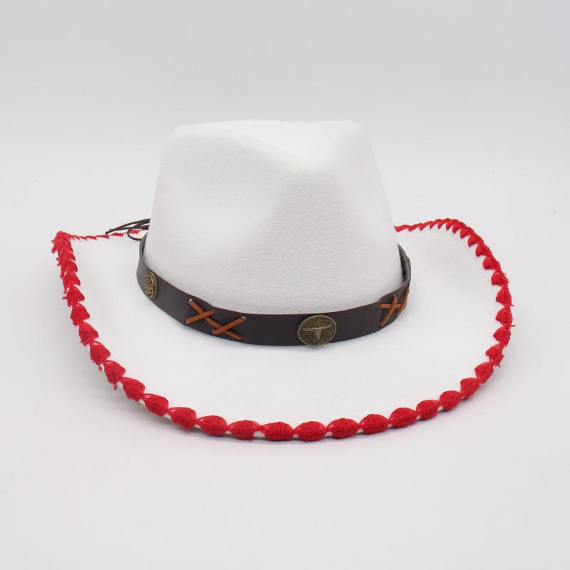 Tibetan Vacation Hemming Top Hat Men'S And Women'S Hat Cowboy Hat Simple Ethnic Style Jazz Hat