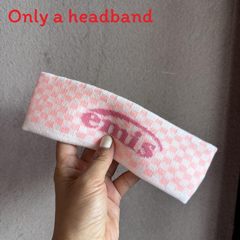 

Kids And Adults Letter Knit Headband With Colorful Plaid Pattern For Summer Outdoor Activities розовый