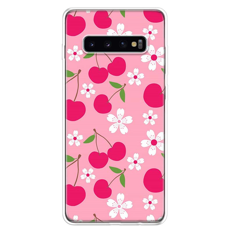 Food fruit red pomegranate and Cherry Phone Case For Samsung Galaxy S26 S25 Edge S24 S23 Ultra S22 Plus S21 S20 FE Soft TPU Back
