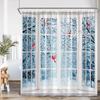 Winter Forest Scenery Shower Curtain Snow Window Outside Nature Landscape Snowy Pine Tree Bathroom Decor Polyester Bath Curtain