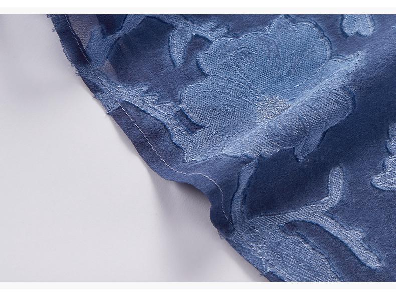 Ink Wash 100% Mulberry Silk Georgette Dress – Cutout Flutter Sleeve, Cinched Waist, New Chinese Style (Summer '26)