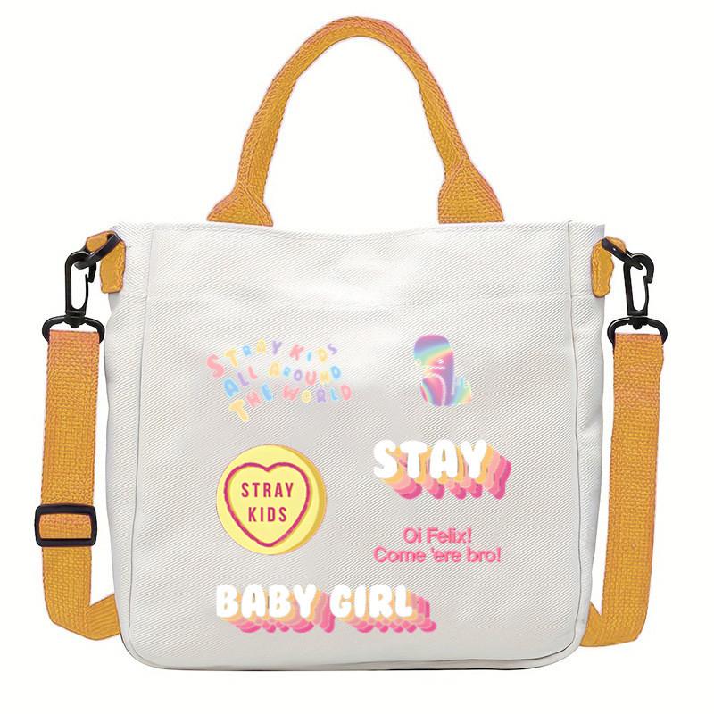 Felix Kpop Band Super Star Printed Crossbody Bag Casual Canvas Shoulder Bags