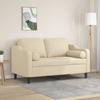 Vidaxl 2-Seater Sofa With Cushions, Cream, 120 Cm, Fabric