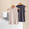 Women's Sleeveless Semi-High Neck Slim Cotton Vest - Solid Color Summer Top