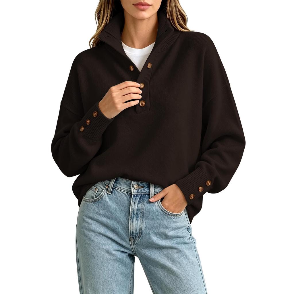 Women's Casual Long Sleeve V-Neck Knit Top
