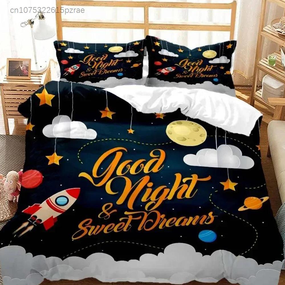 Cartoon Astronaut Digital Bedding Set Bedroom Soft Modern Bedspreads Comefortable Kids Duvet Cover Quilt Cover And Pillowcase