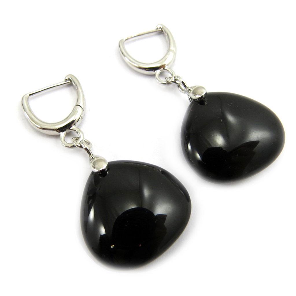 Les Trésors De Lily [G6335] - Silberne Ohrringe 'Ruth' schwarzsilber - 45x22 mm