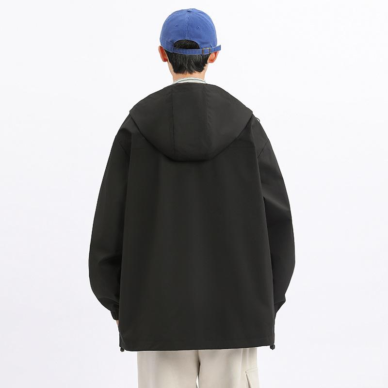 Spring and Autumn New Men's Korean Style Solid Color Light Plate Hooded Jacket Jacket Trendy Couple Jacket