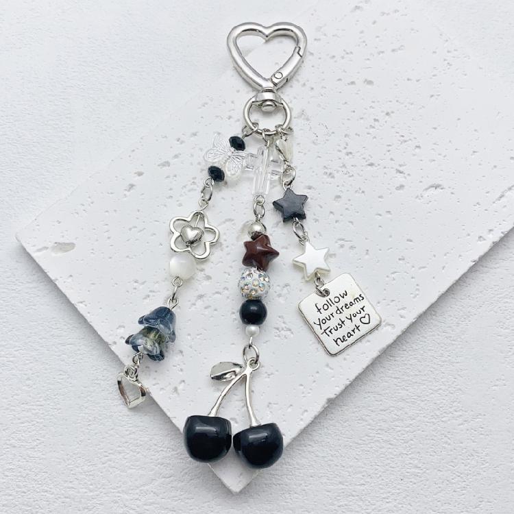 Modern Cherry Themed Keychain Accessory Crafted From Sturdy Materials Perfect For Adding Flair To Any Ensembles