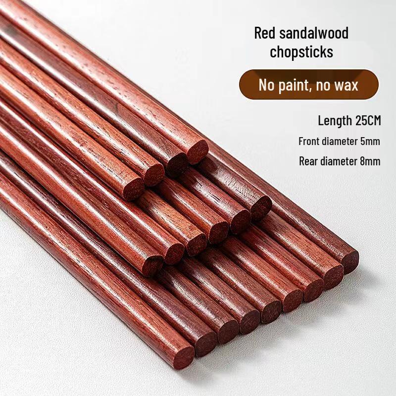 Non-slip Unpainted Red Sandalwood Wooden Chopsticks: Instant Retail Niu Mu Jiang Chicken Wing Wood for Household Use, Anti-mold Solid Wood.