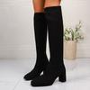 Suede Women Over The Knee Boots Chunky Fashion Heeled Shoes  Winter New Trend Woman Goth High Heels Chelsea Long Botas Mujer