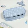 Simple Blue Polka Dot Pencil Case Large Opening Design Large Capacity Stationery Pouch Pen Bag Students