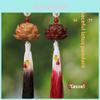 Traditional Lotus Car Pendant With Peach Wood And Alloy Beads For Safe Driving