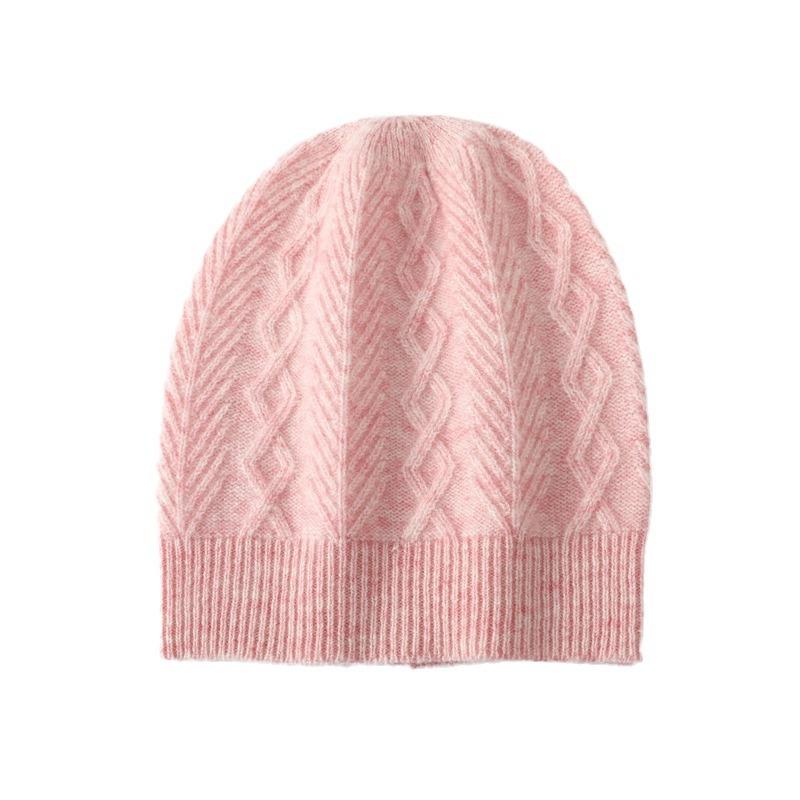 Autumn and Winter New Pure Wool Hat Women's Wool Knitted Threaded Edge Couple Ear Protection Warm Bald Hat Cold Hat