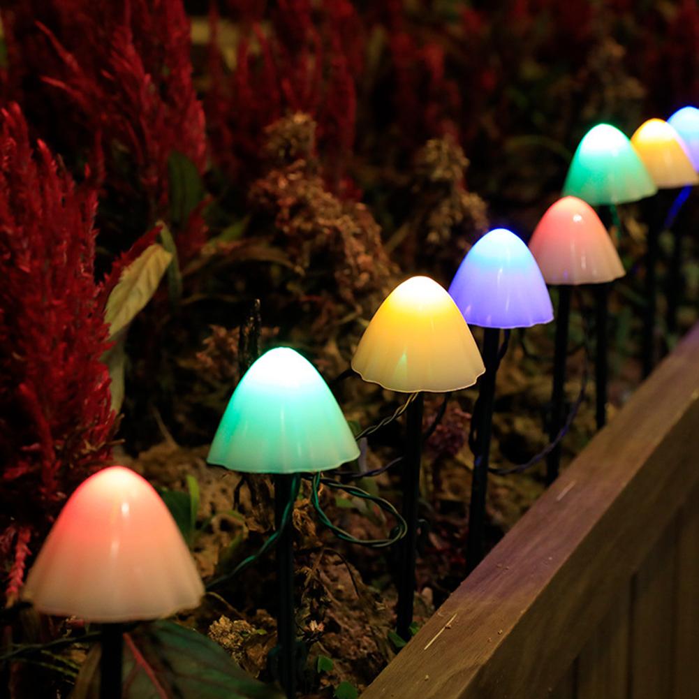 Pilz-Solarleuchten, Solarleuchten für den Außenbereich mit 10 pilzförmigen LED-Leuchten, 8-Modus-Beleuchtung, Tasten, IP65 Wasserdicht, Außendekoration für den Garten