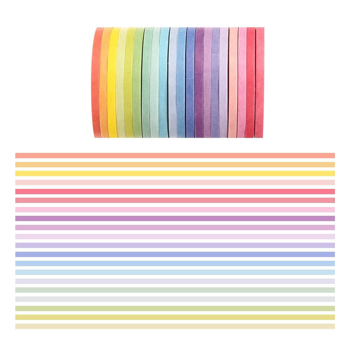 

CINECE Washi Tape Set 3mm Book Album Masking DIY Decorative Slim Tape - Scrapbooking, Decoration, Tape, Paper, (20-Pack)