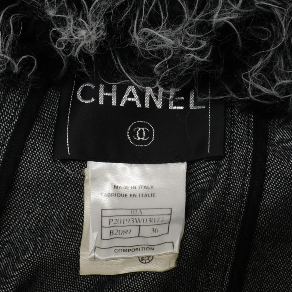 Chanel [Domestic Regular] 02A P20193 Fur Denim Coat 36 blackUsed