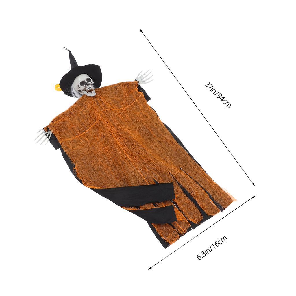 Halloween Hanging Skull Ghost Decoration Adjustable Pose with Flowing Robe for Haunted Houses Garden Party