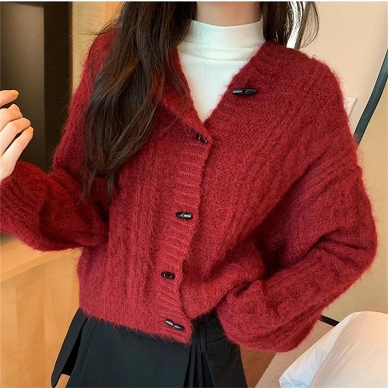 Autumn/Winter Knitted Hooded Toggle Cardigan Sweater