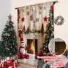 2 szt. płaskie drukowanie 2D Zasłony okienne świąteczne Bałwan kominek Poliester Można prać w pralce Bez elektryczności Świąteczny