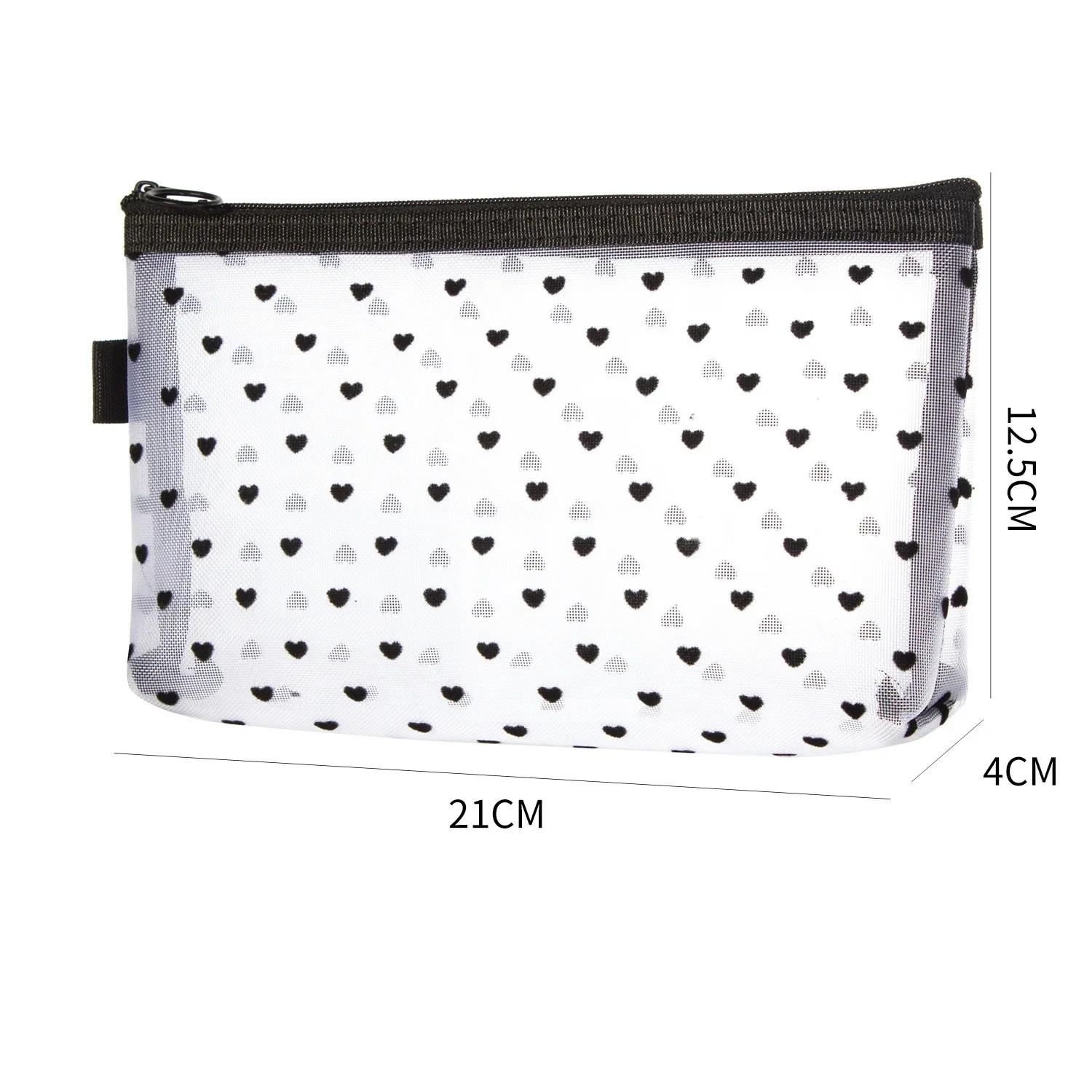 

Новая красочная сетчатая сумка с принтом в виде сердца, портативная косметичка, косметичка, мини-милый кошелек для монет, чехол для карт