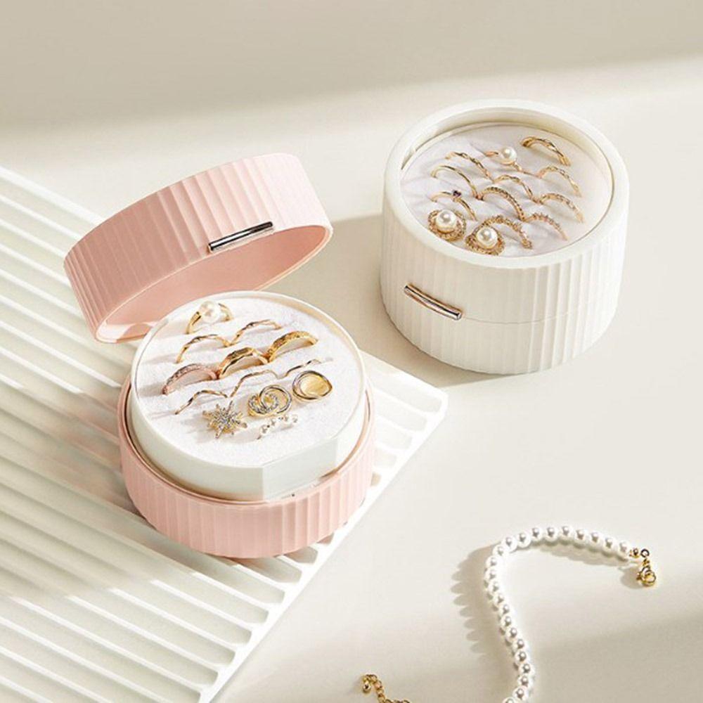 

Solid Color Earrings Rings Storage Box Double Layer Jewelry Display Box Necklace