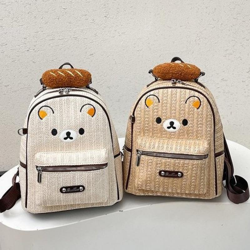Schoolbag Korean version ins cartoon cute relaxed bear backpack female large capacity student schoolbag casual versatile foreign style backpack