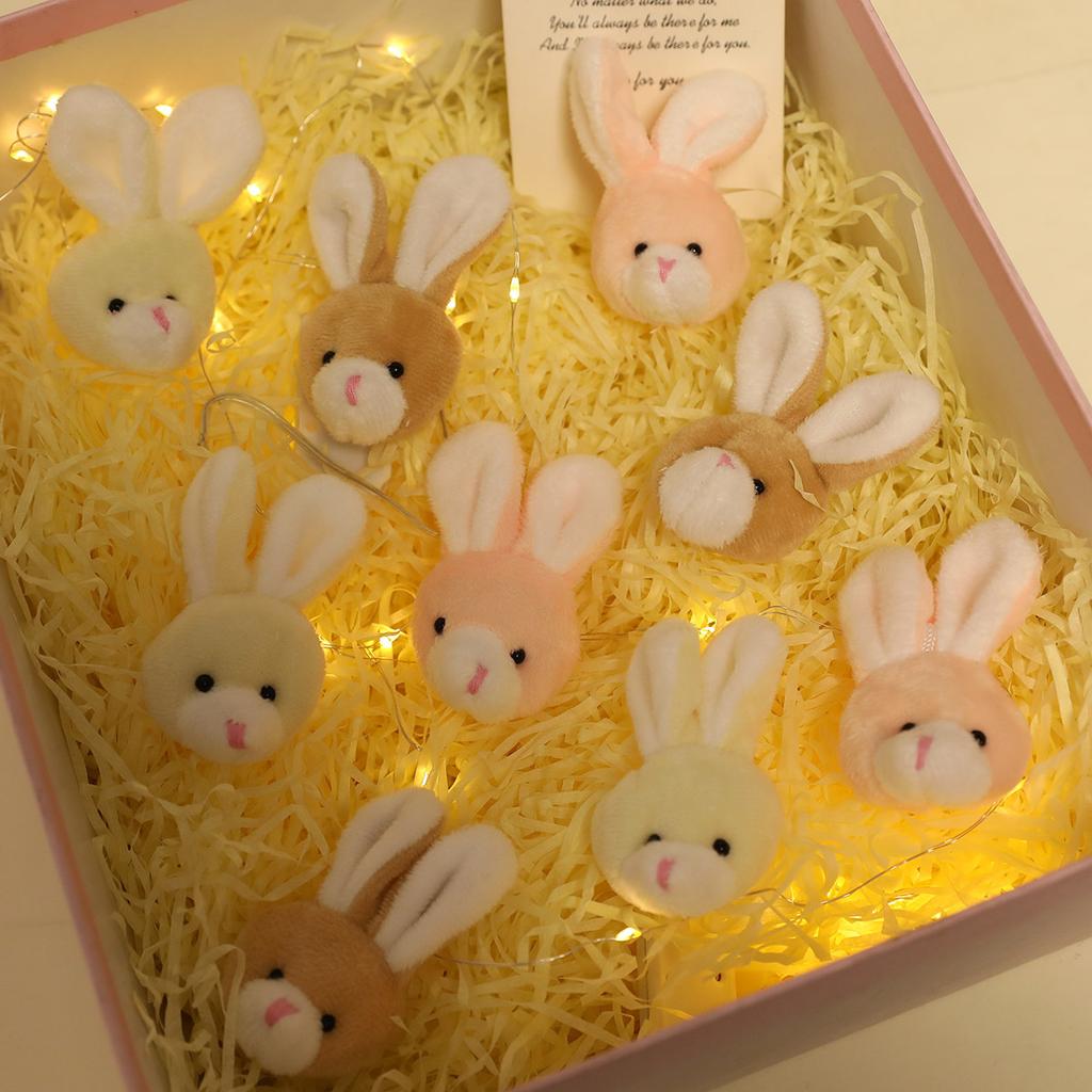 Little 2Pcs Bears Plush Stuffed Toy Doll Cartoon Mini Cute Soft Rabbit Head Plush Doll Duckbill Clip Decorative Accessories Gift