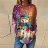 Tee Shirts For Women Casual Round Neck Long Sleeve Shirts Christmas Printing Top Pullover
