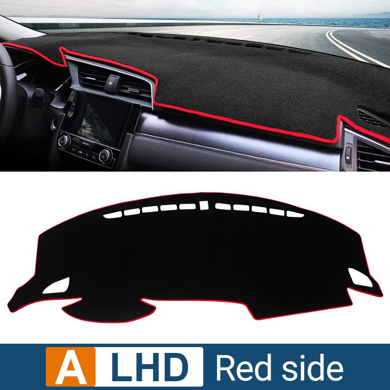 

For Honda Civic 10th 2016 2017 2018 2019 2020 Car Dashboard Mat Sun Shade Instrument Desk Non-slip Cover Accessories A Red Side LHD