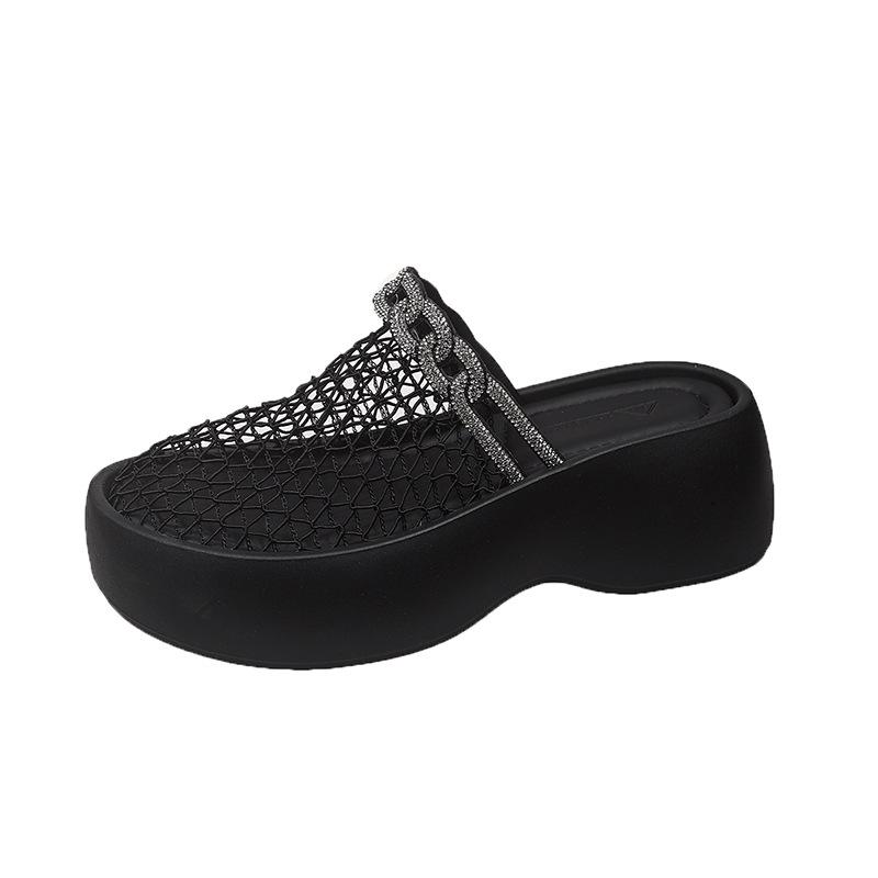 

2025 popular versatile niche woven half-tow hollow flat bottom solid color high-heeled French bag head tow 40