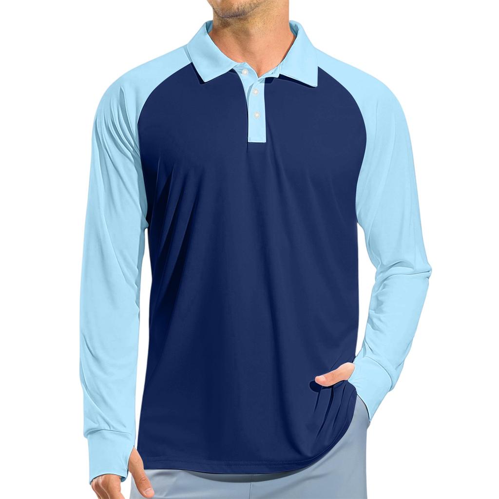 Men's Raglan Long Sleeve Golf Shirt UPF 50+ Lightweight Shirt