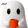 Unique Holiday Gift Ghost Drinking Coffee Figurine, 3D Printed Cute White Holding A Mug Fall Seasonal Decor Statue, Spooky Halloween Decoration