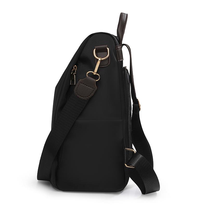 Nylon Tyverisikker Ryggsekk Dame Ensfarget Utendørs Reiseveske Multifunksjonell Skulderveske