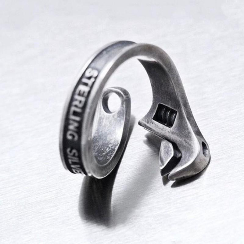 Adjustable Open Ring Men Women Vintage Industrial Design Copper Jewelry Retro U-Shaped Geometric Finger