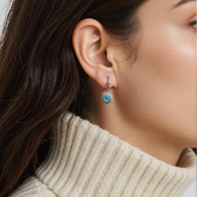 S925 Sterling Silver Inlaid With Natural Topaz Garnet Olivine Colored Treasure Stud Earrings For Women'S Personality Sun Flower Versatile Earrings