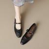 Weiwei girl 821-2 Französische Mary Jane Schuhe Damen Flachboden Flachmaul Einzelne Schuhe mit Retro Weichsohlen Pendlerschuhe