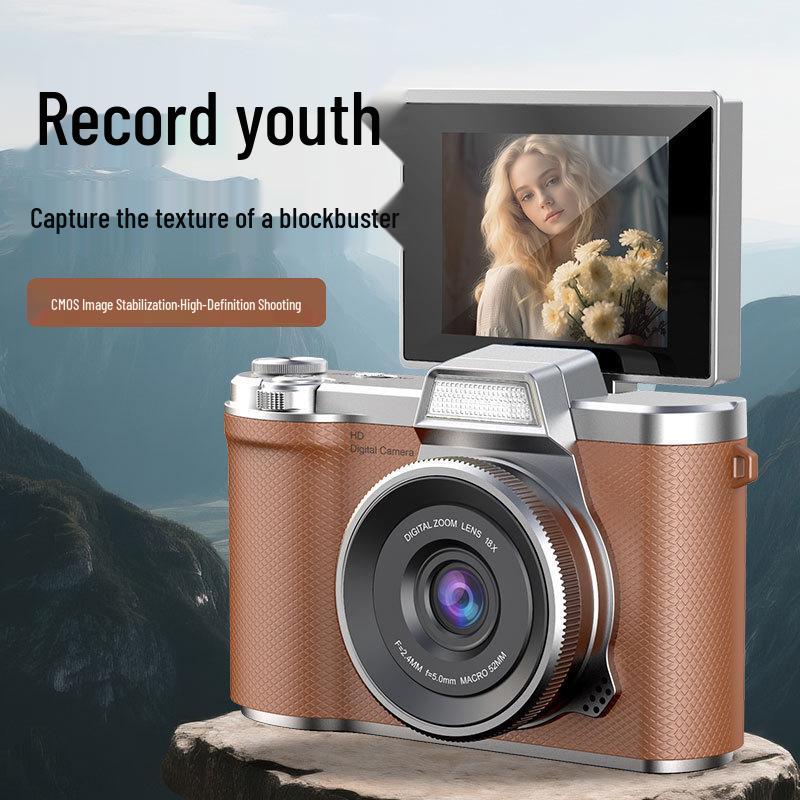 Popular Dual-Camera Retro Digital Camera with HD Selfie and Portable Design for Students