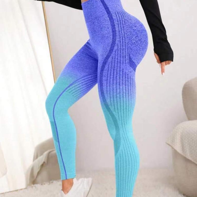 

Градиент бесшовные повседневные спортивные штаны для фитнеса и йоги женские облегающие леггинсы с высокой талией для йоги брюки женские для бега и занятий в спортзале для йоги 25607 S фиолетовый