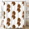 12-piece Set Waterproof Cartoon Animal Bathroom Curtain with Hooks Cute Buffalo Print Design for Home Decor In White White Color