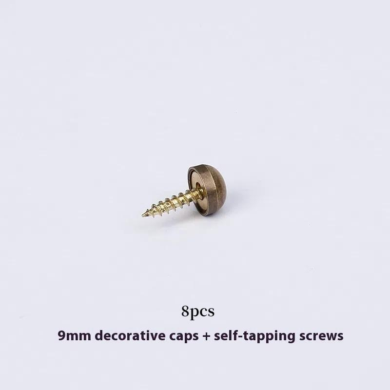 8Pcs Brass Decorative Nail Mirror Advertising Board Cap Cover Self-Tapping Screw 9/12/13/15Mm